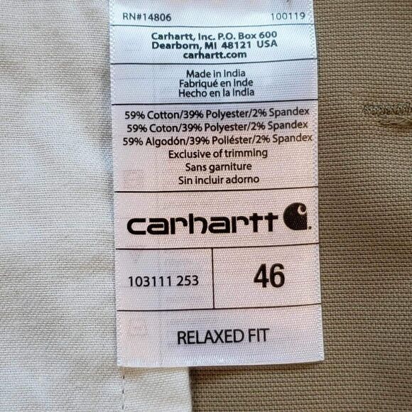 Carhartt Cargo Shorts Mens Size 46 Heavy Canvas Cotton Relaxed Khaki Tan - Picture 5 of 10
